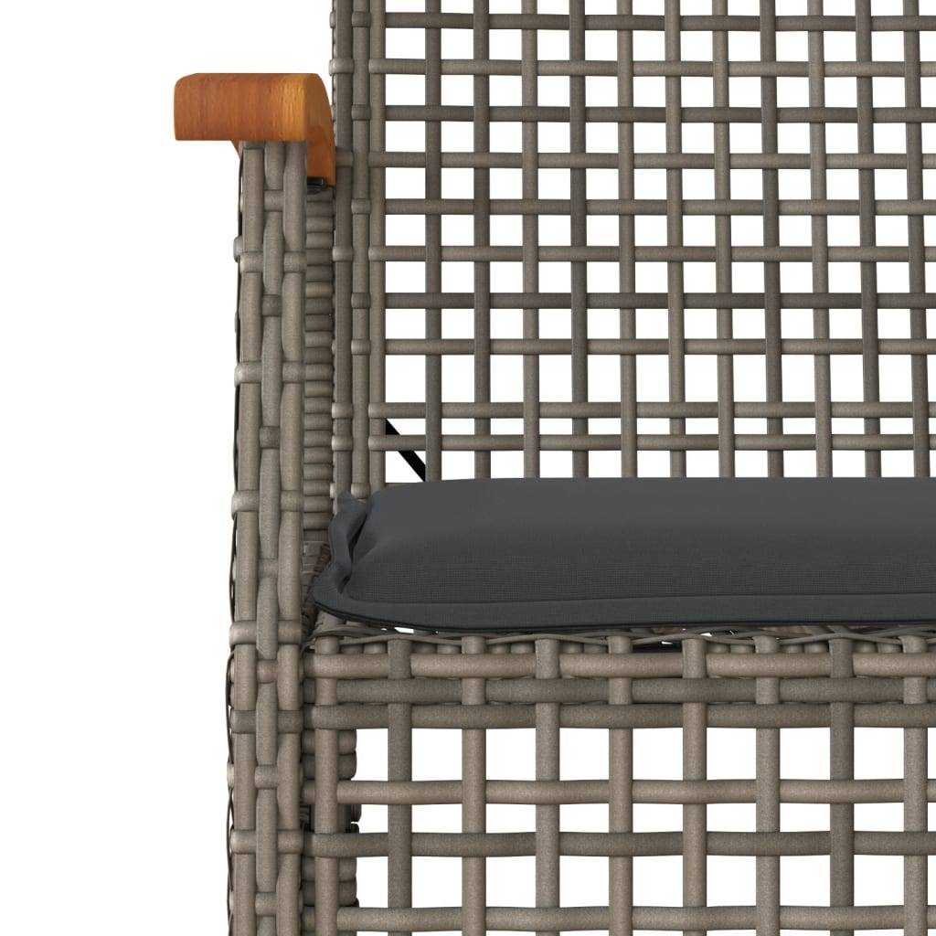 vidaXL 3-tlg. Garten-Essgruppe mit Kissen Grau Poly Rattan