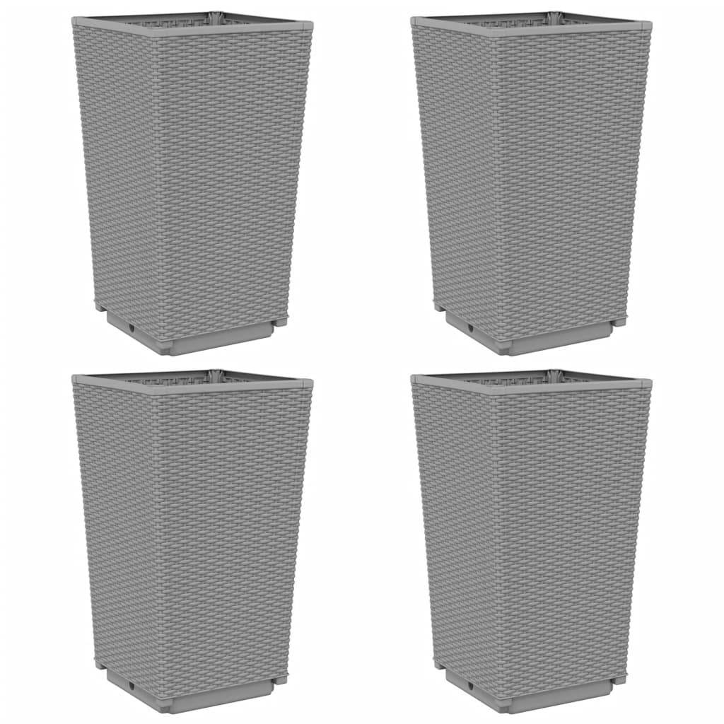 vidaXL Pflanzkübel 4 Stk. Hellgrau 32,5x32,5x57 cm PP