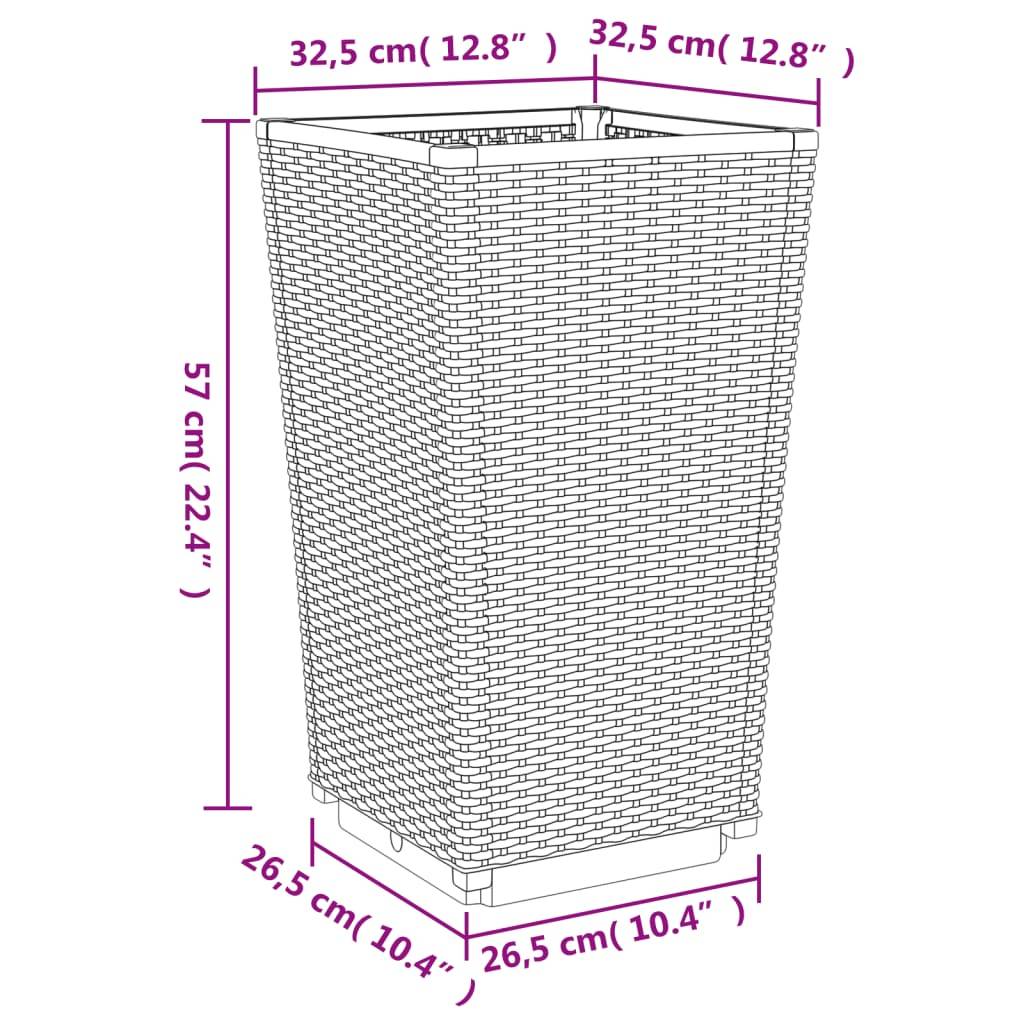 vidaXL Pflanzkübel 2 Stk. Braun 32,5x32,5x57 cm PP
