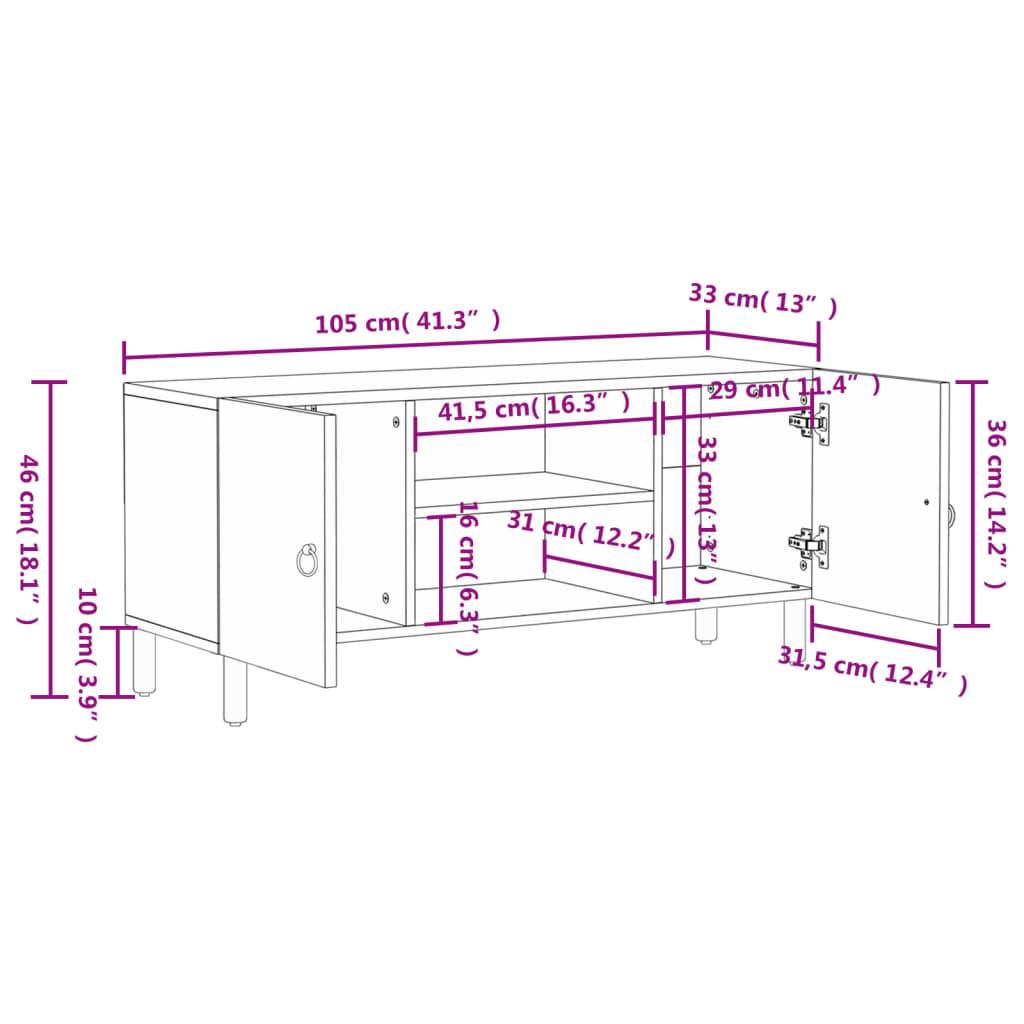 vidaXL TV-Schrank 105x33x46 cm Massivholz Mango