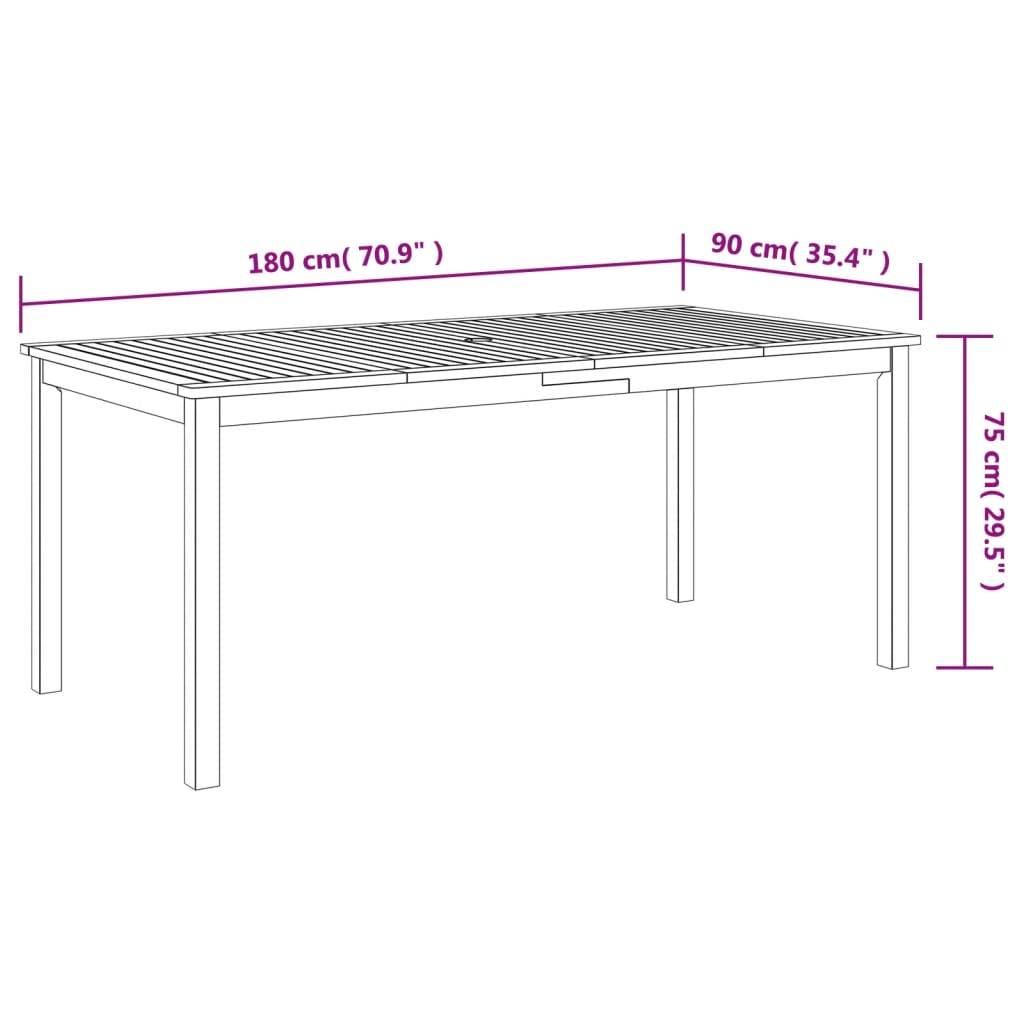 vidaXL Garten-Esstisch 180x90x75 cm Massivholz Akazie