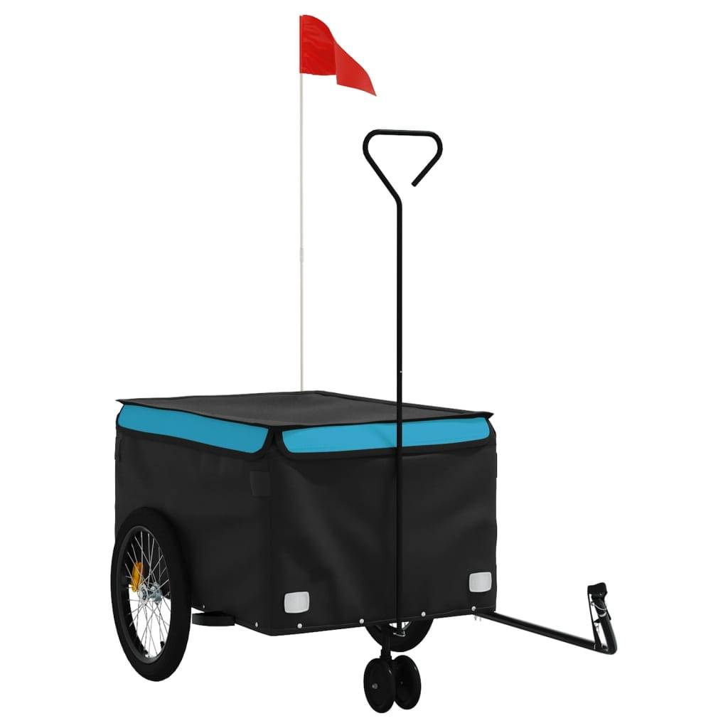 vidaXL Fahrradanhänger Schwarz und Blau 45 kg Eisen