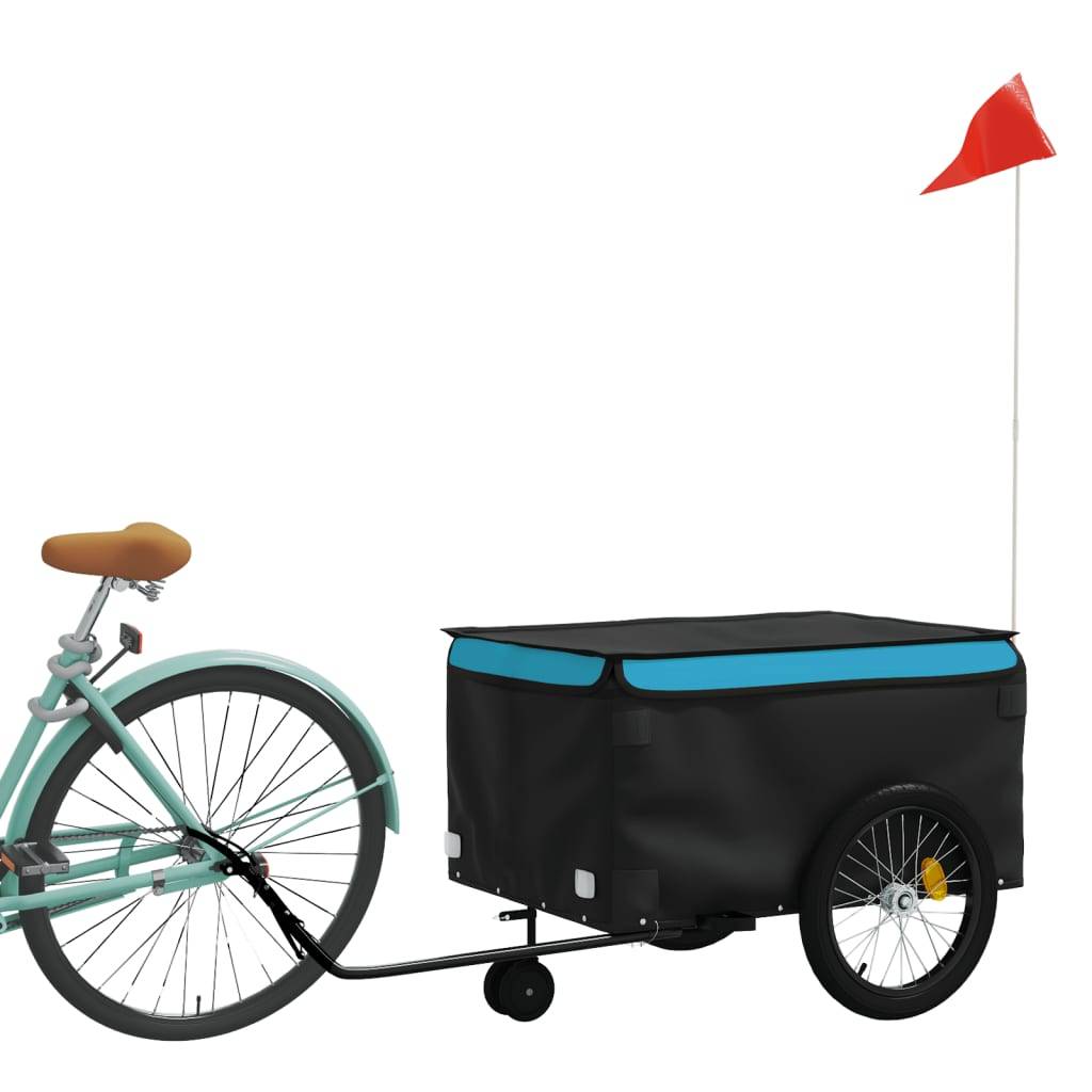 vidaXL Fahrradanhänger Schwarz und Blau 45 kg Eisen