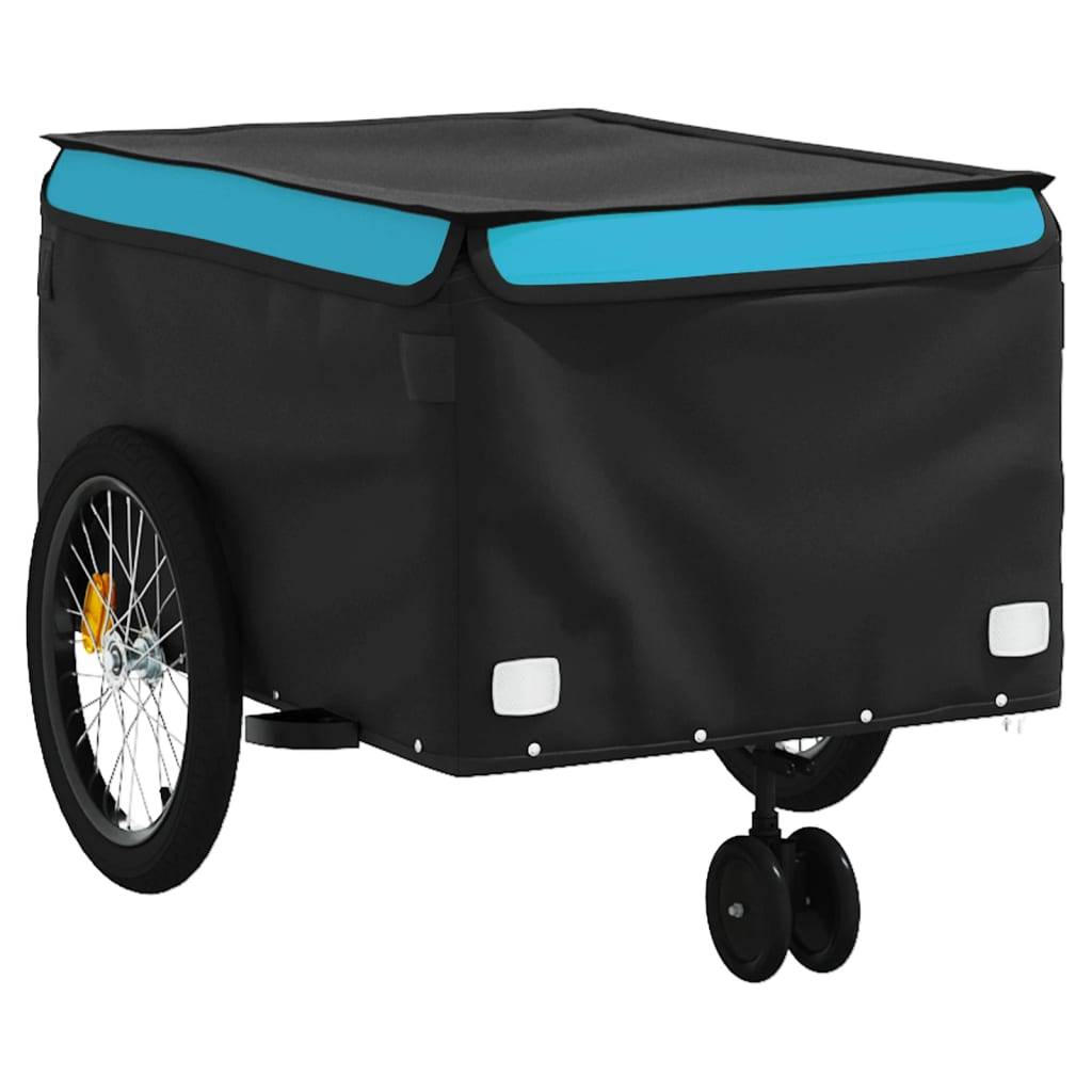 vidaXL Fahrradanhänger Schwarz und Blau 45 kg Eisen