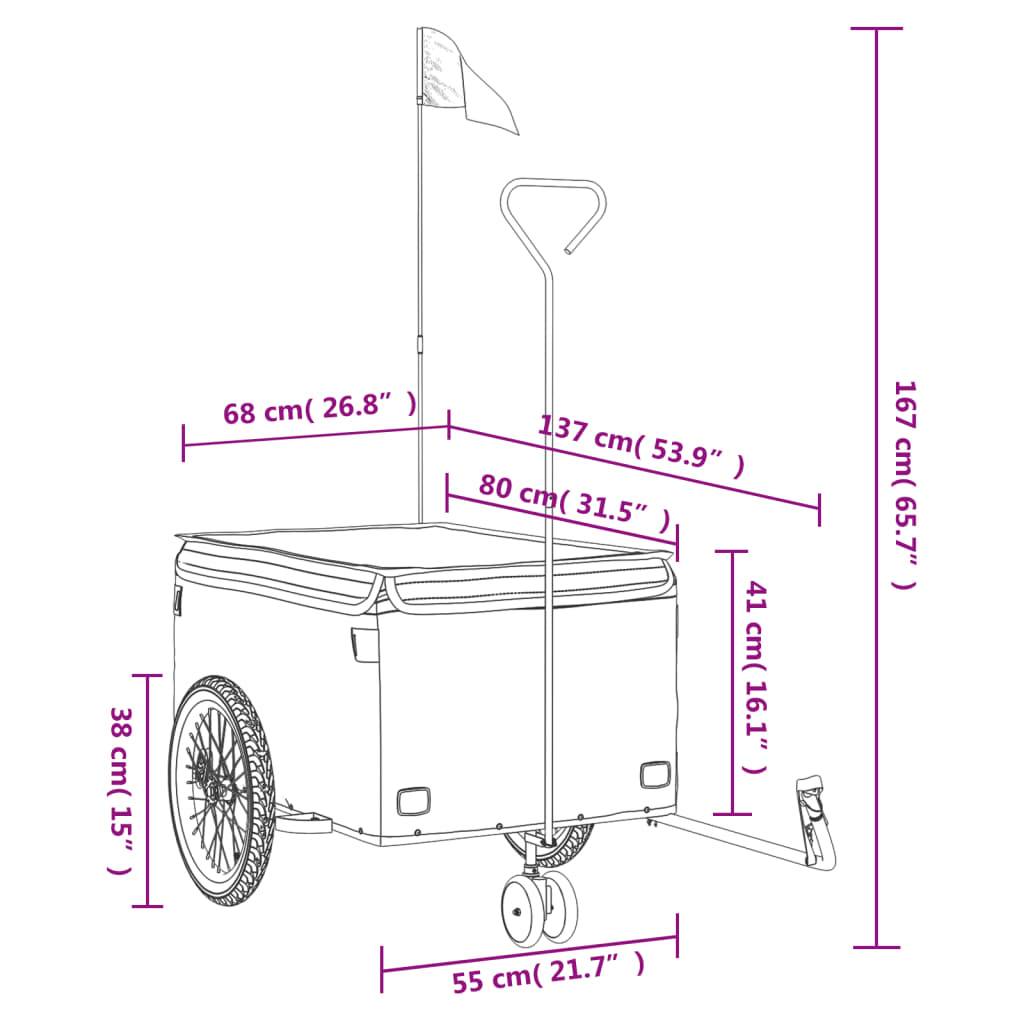 vidaXL Fahrradanhänger Schwarz und Blau 45 kg Eisen