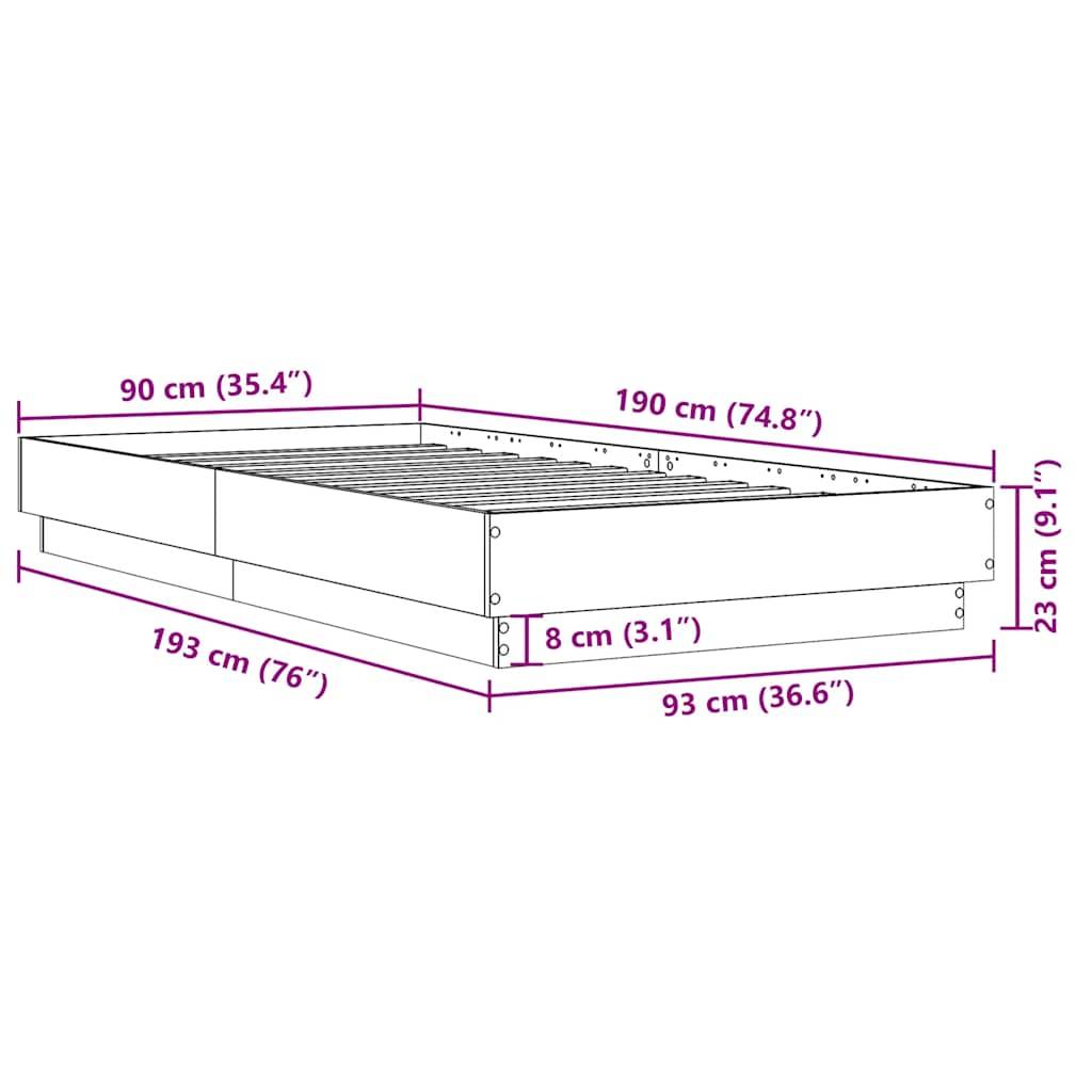 vidaXL Bettgestell Weiß 90x190 cm Holzwerkstoff