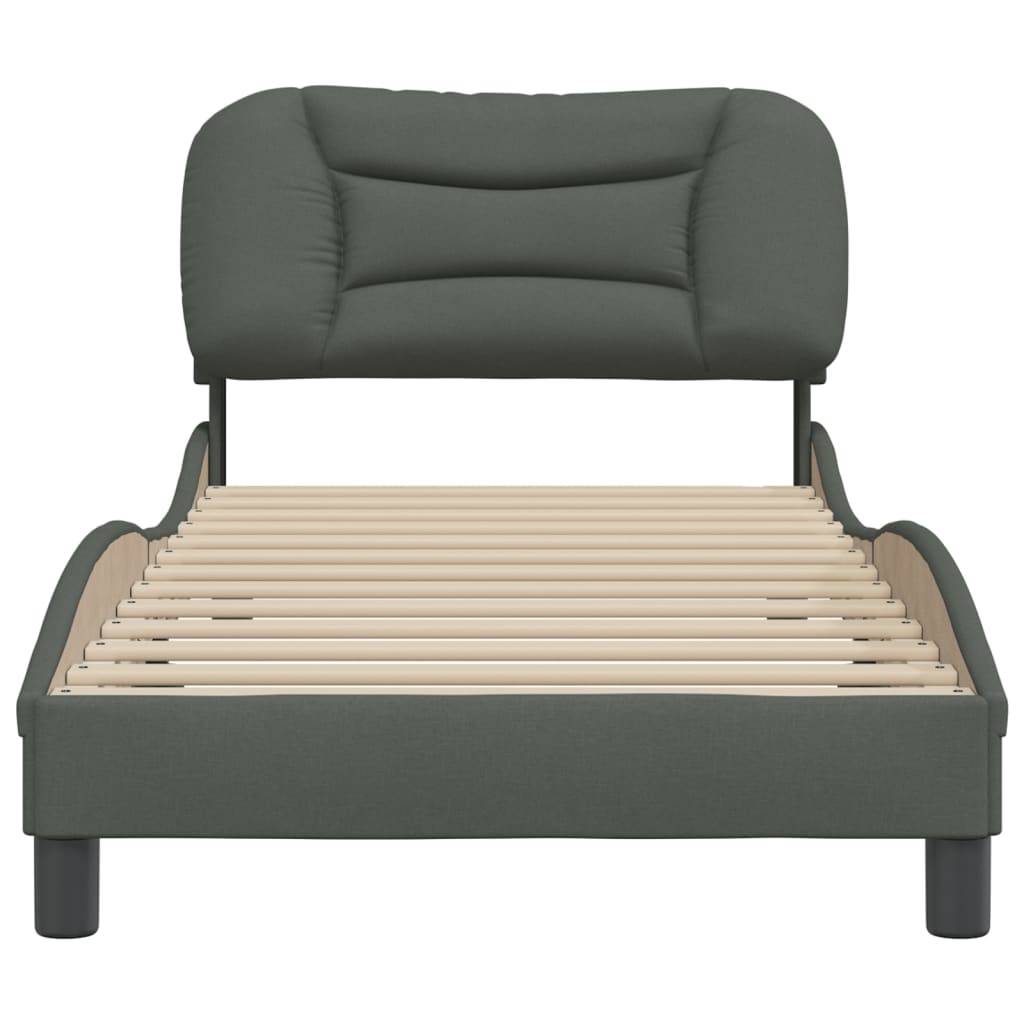 vidaXL Bettgestell ohne Matratze "Hvar" Dunkelgrau 90x200 cm Stoff
