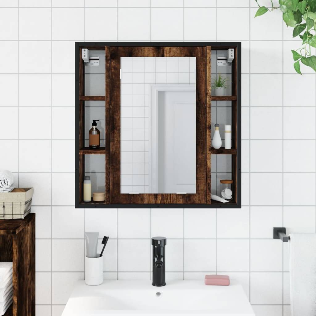 vidaXL Bad-Spiegelschrank Räuchereiche 60x16x60 cm Holzwerkstoff