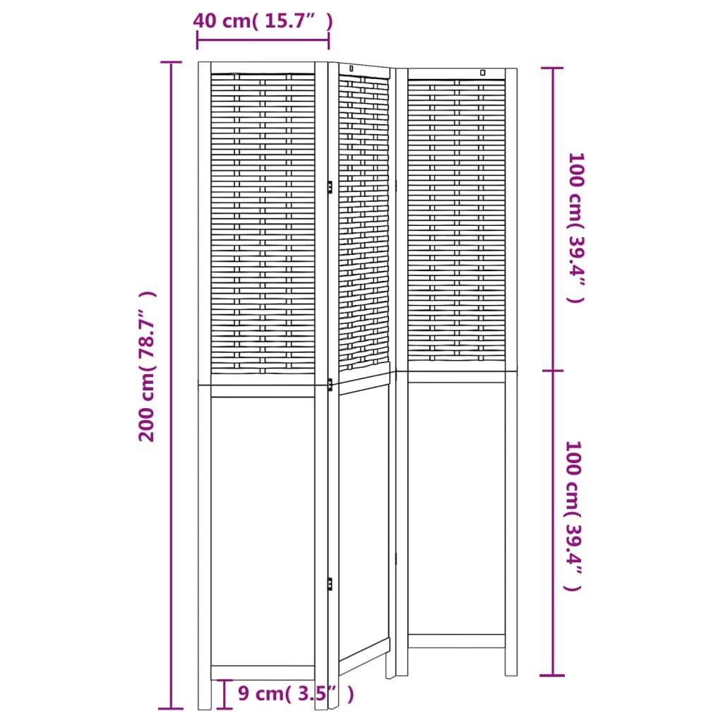 vidaXL 3-tlg. Raumteiler Dunkelbraun Massivholz Paulownia