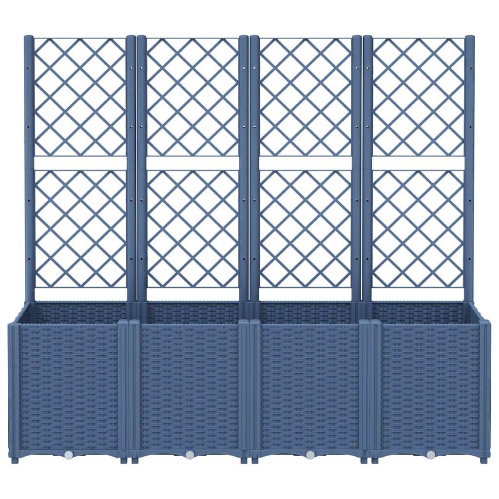 vidaXL Pflanzkübel mit Rankgitter Blaugrau 160x40x140 cm PP