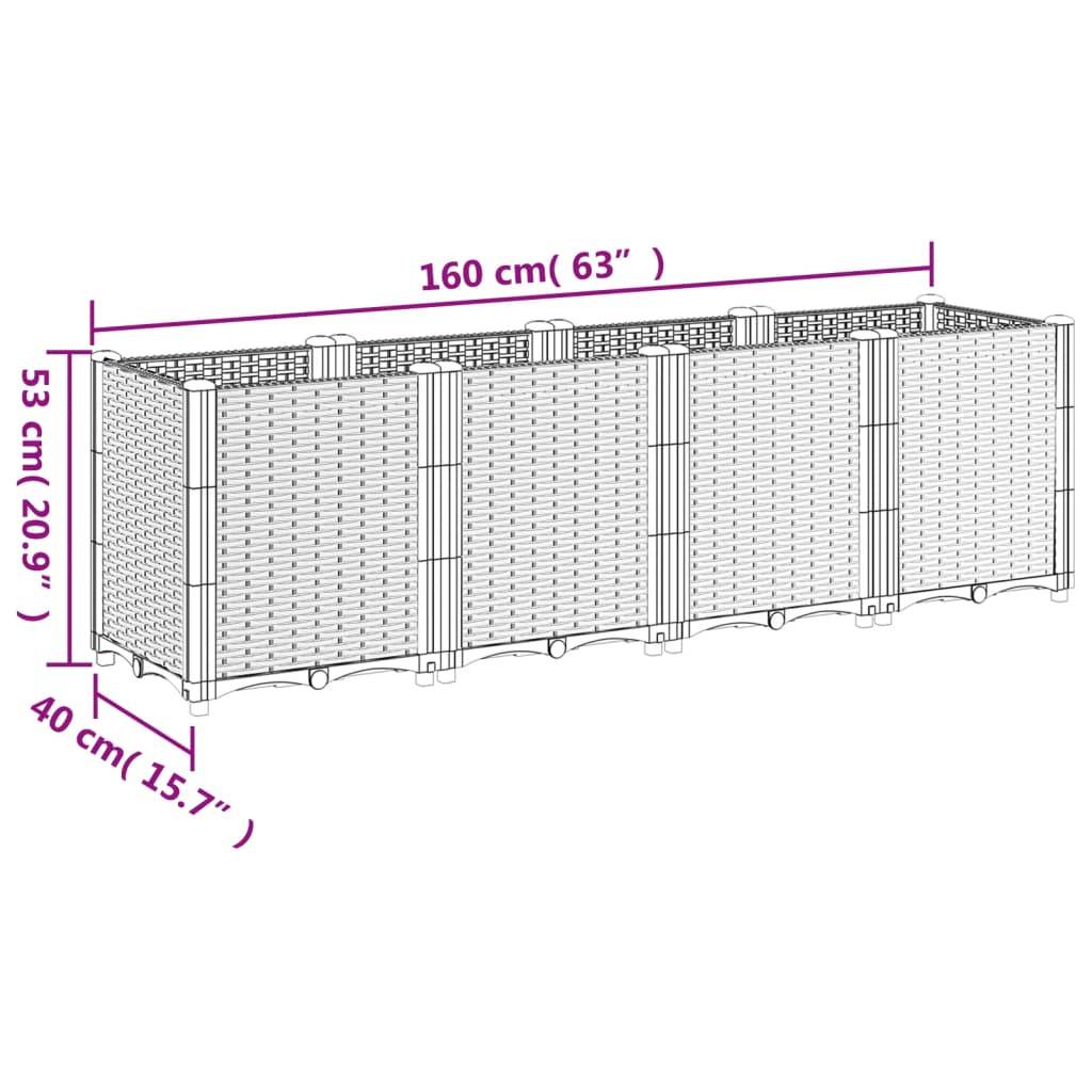 vidaXL Pflanzkübel Weiß 160x40x53 cm PP