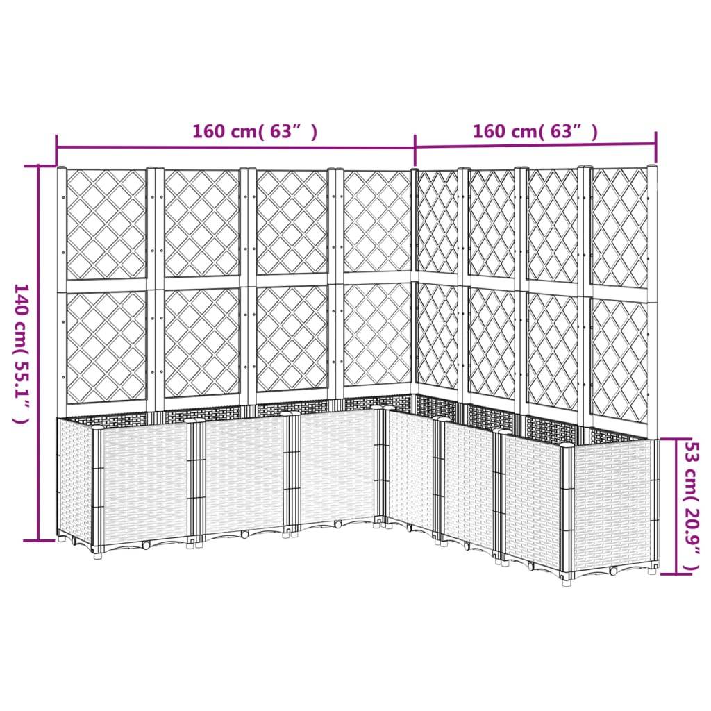 vidaXL Pflanzkübel mit Rankgitter Weiß 160x160x140 cm PP