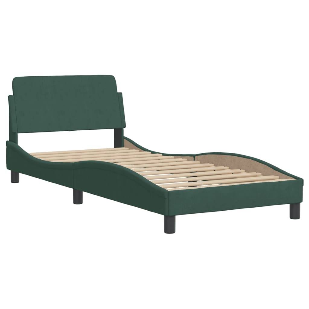 vidaXL Bettgestell ohne Matratze Dunkelgrün 90x190 cm Samt