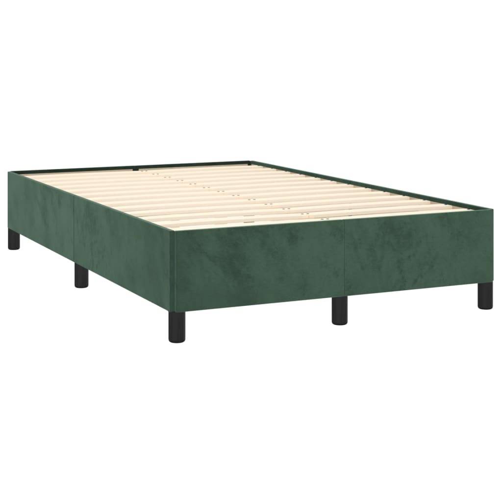 vidaXL Boxspringbett mit Matratze Dunkelgrün 120x190 cm Samt