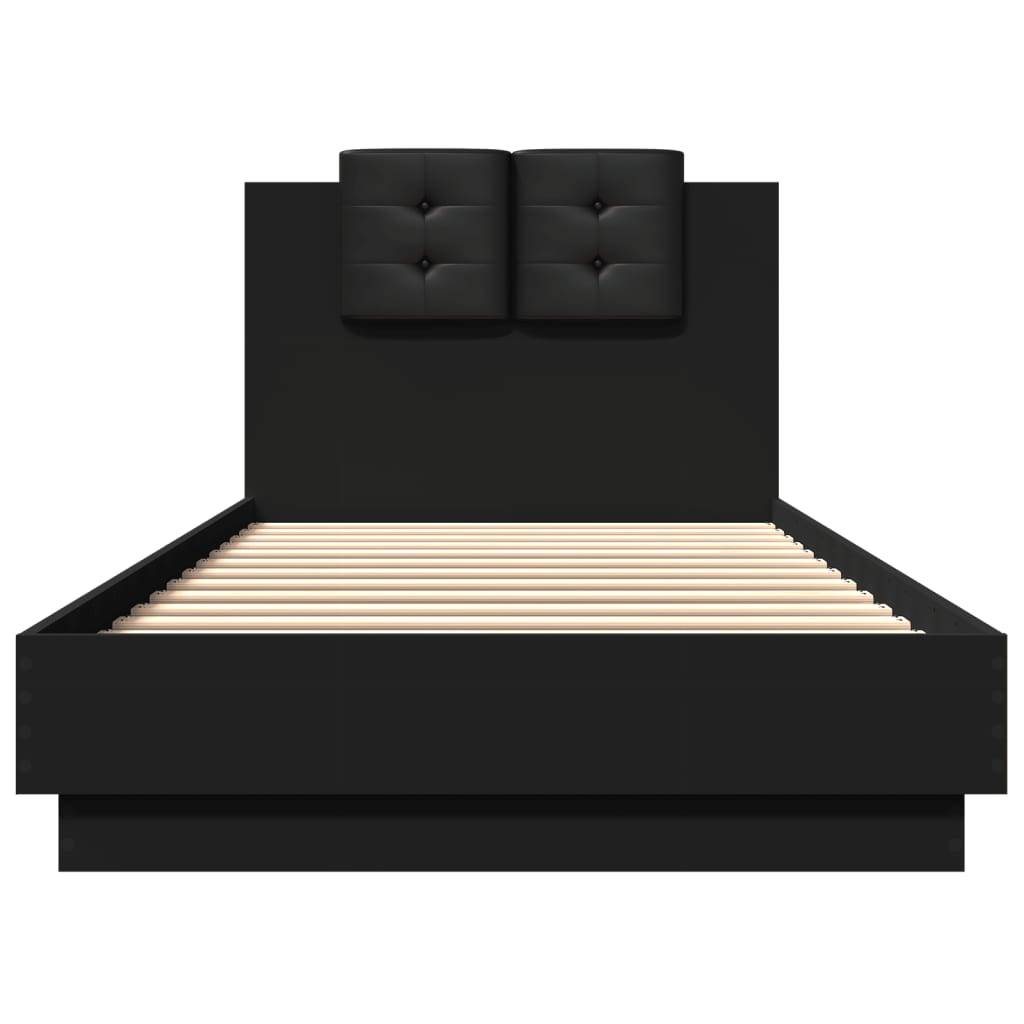 vidaXL Bettgestell mit Kopfteil Schwarz 90x200 cm Holzwerkstoff