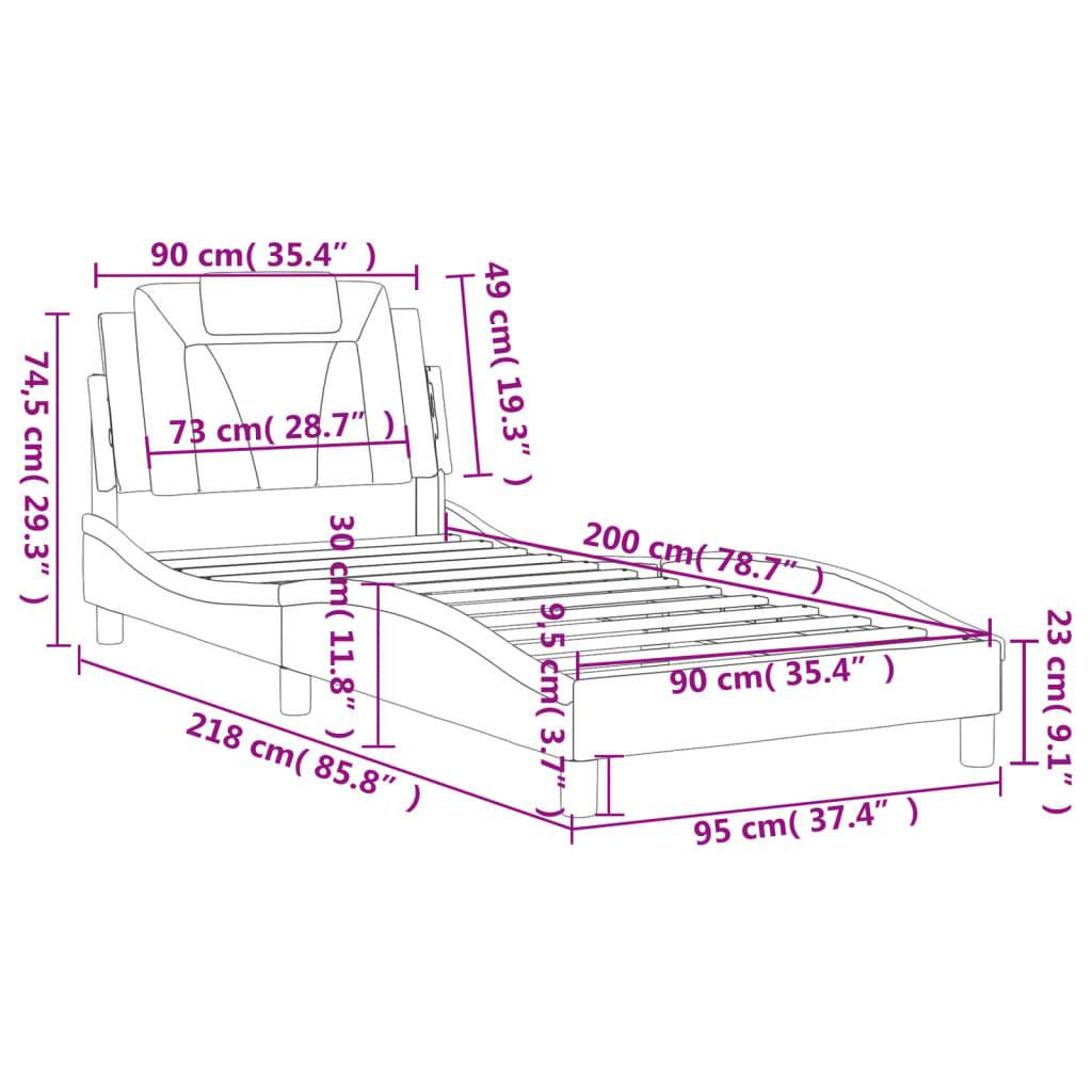 vidaXL Bettgestell "Viana" ohne Matratze Weiß 90x200 cm Kunstleder