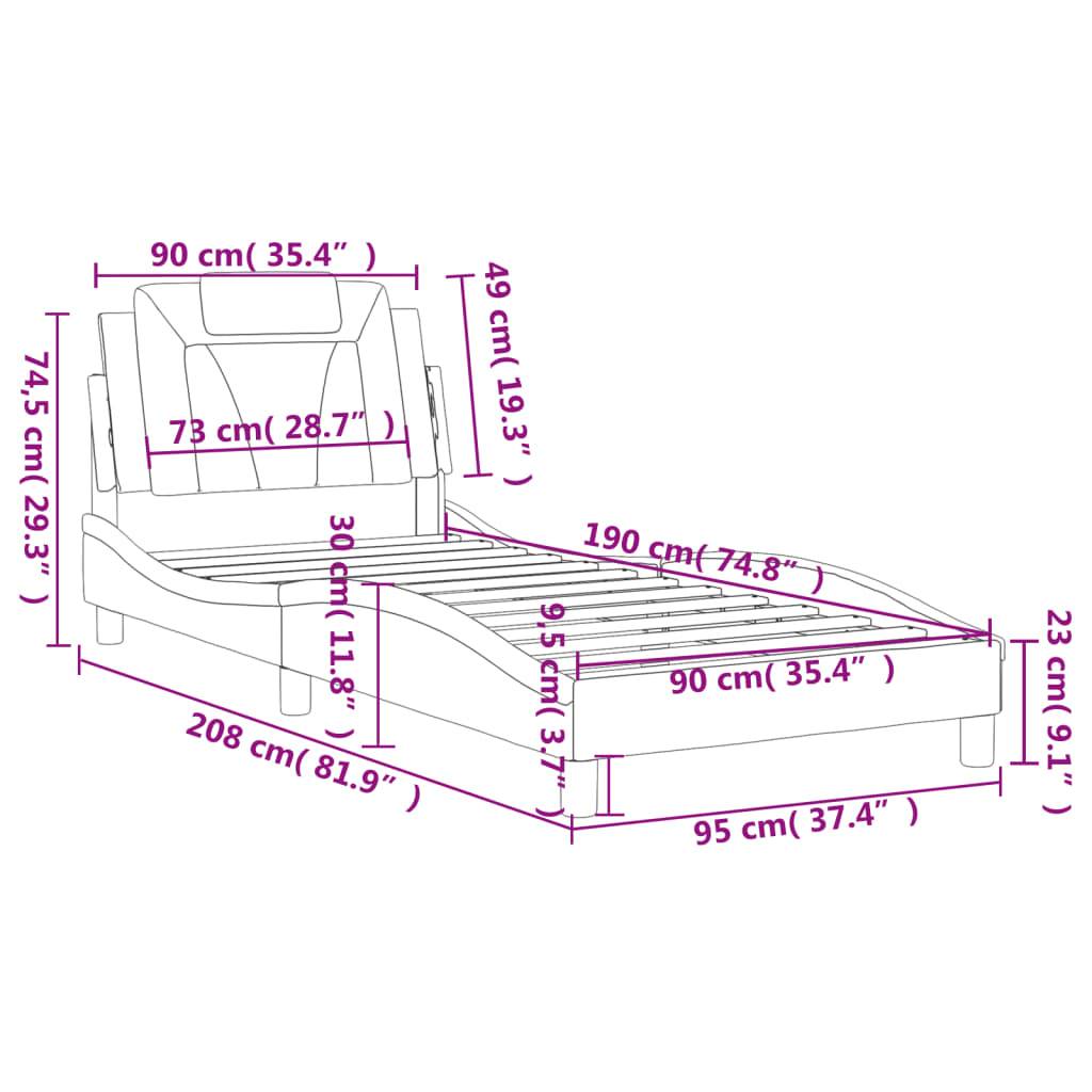 vidaXL Bettgestell "Viana" ohne Matratze Schwarz und Weiß 90x190 cm Kunstleder