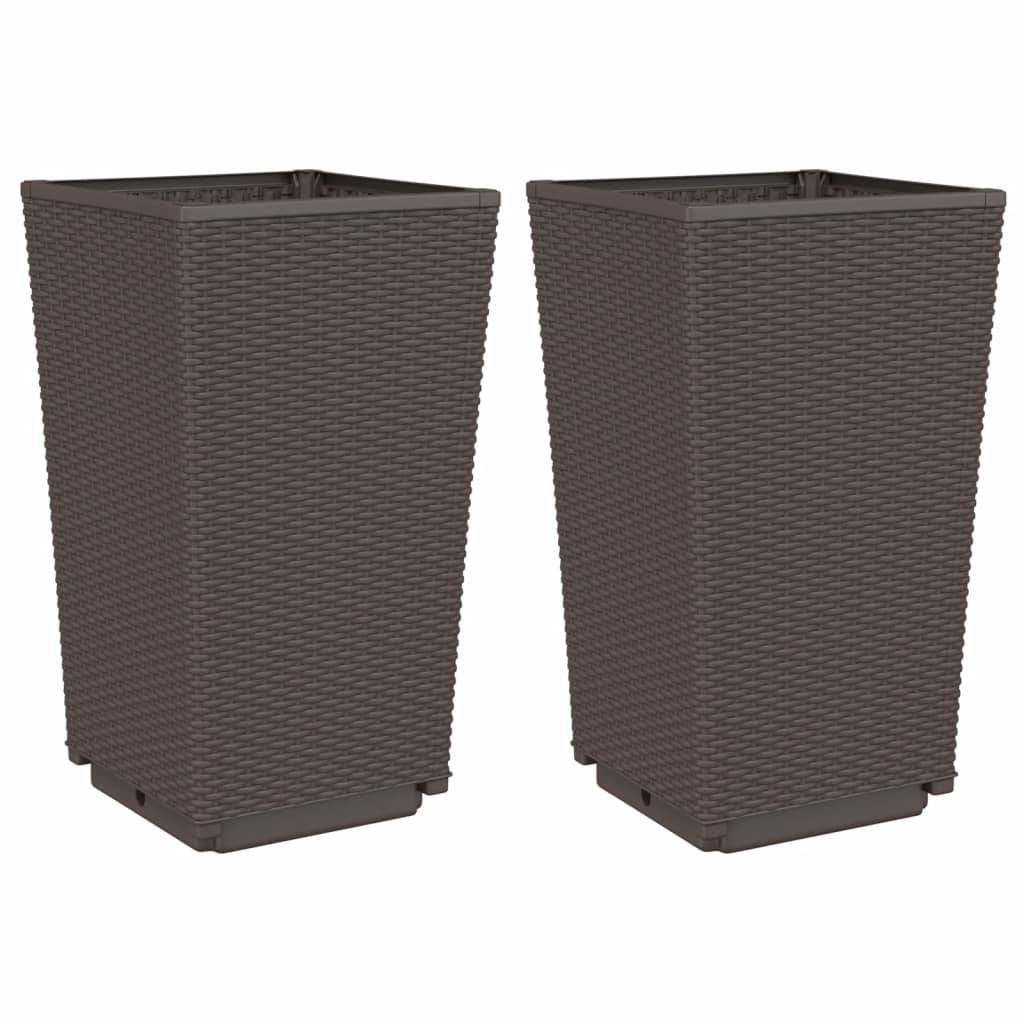 vidaXL Pflanzkübel 2 Stk. Braun 32,5x32,5x57 cm PP