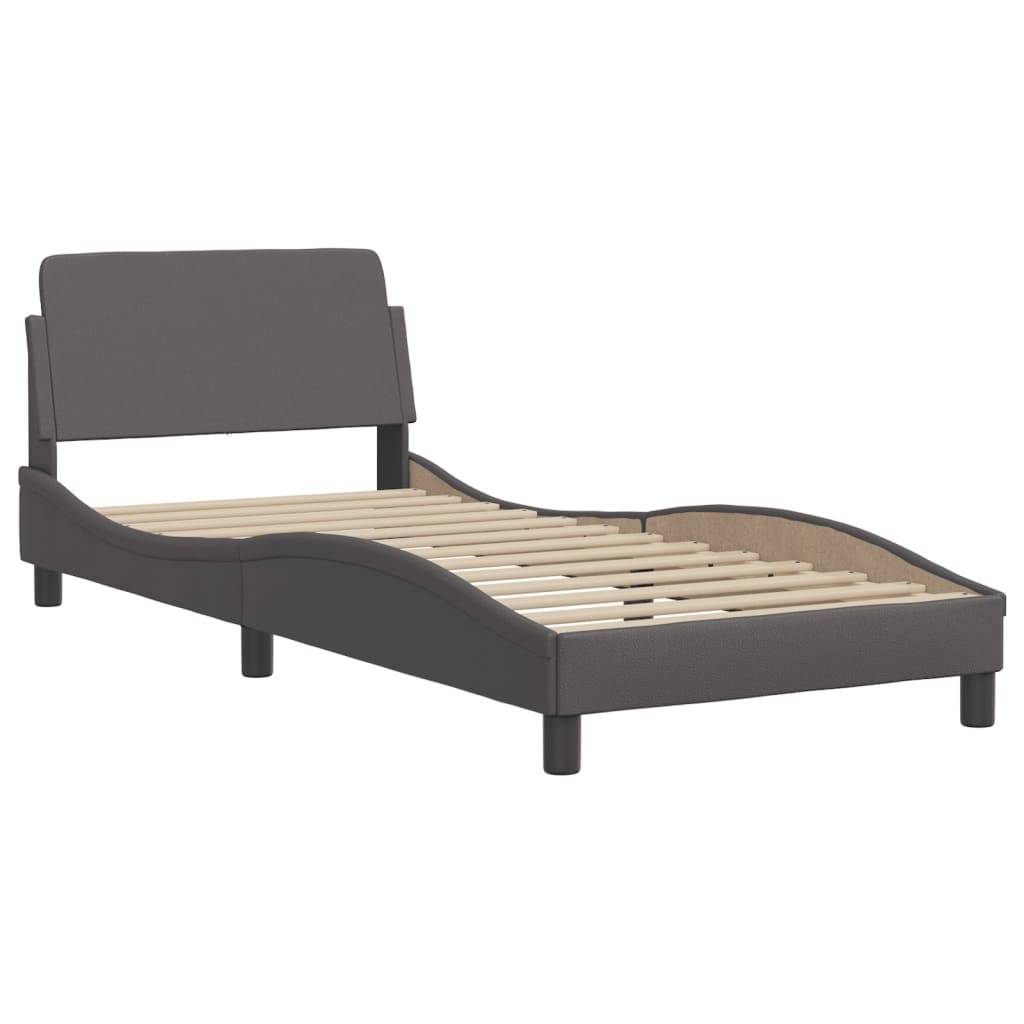 vidaXL Bett mit Matratze "Hvar" Grau 80x200 cm Kunstleder