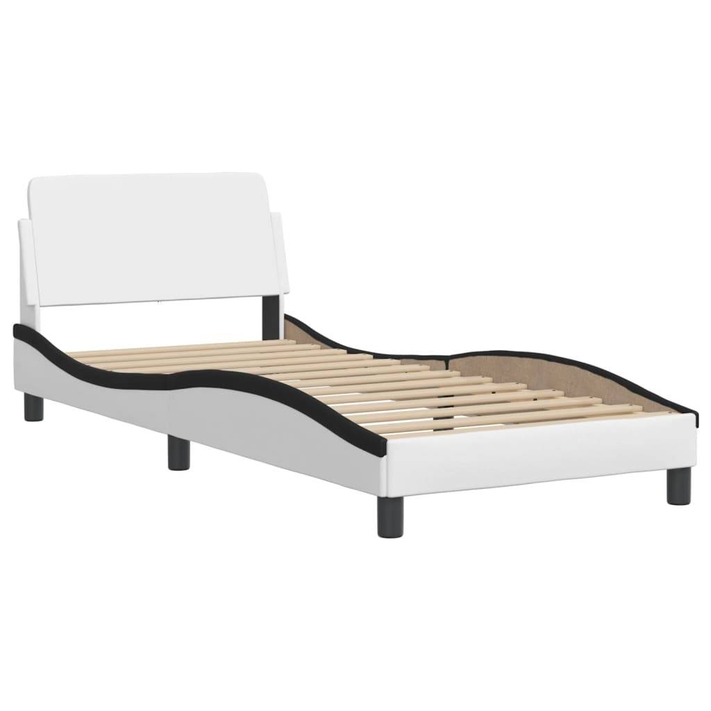 vidaXL Bettgestell ohne Matratze "Zadar" Weiß und Schwarz 100x200 cm Kunstleder