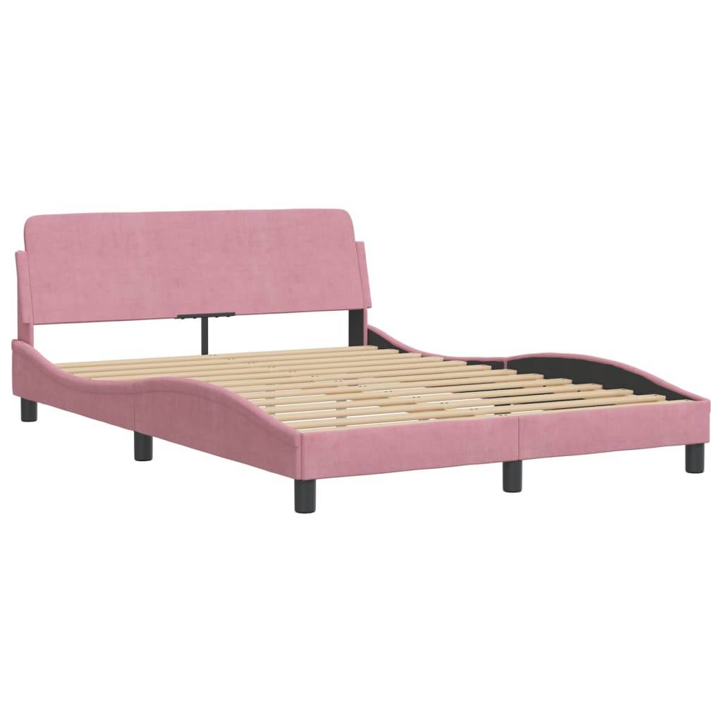 vidaXL Bettgestell ohne Matratze Rosa 140x190 cm Samt