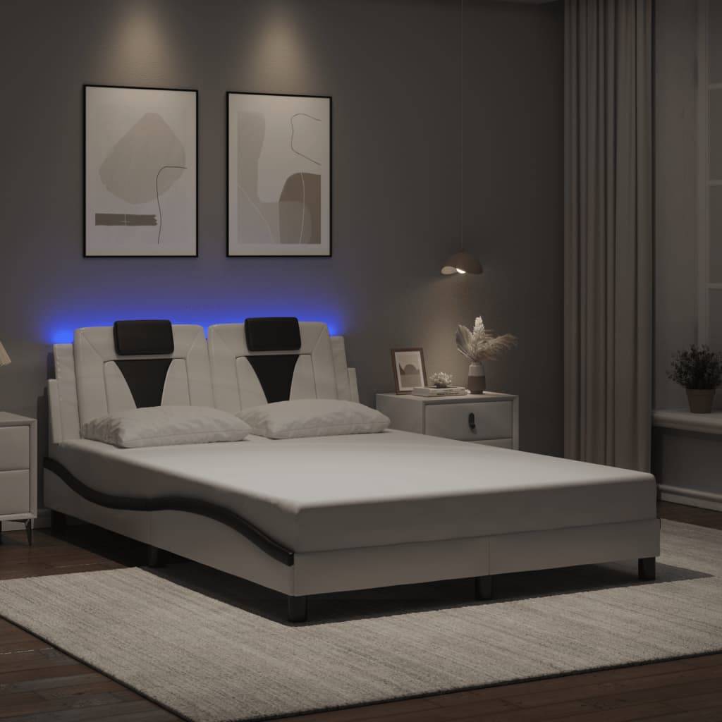 vidaXL Bettgestell "Viana" mit LED ohne Matratze Weiß und Schwarz 120x200 cm Kunstleder