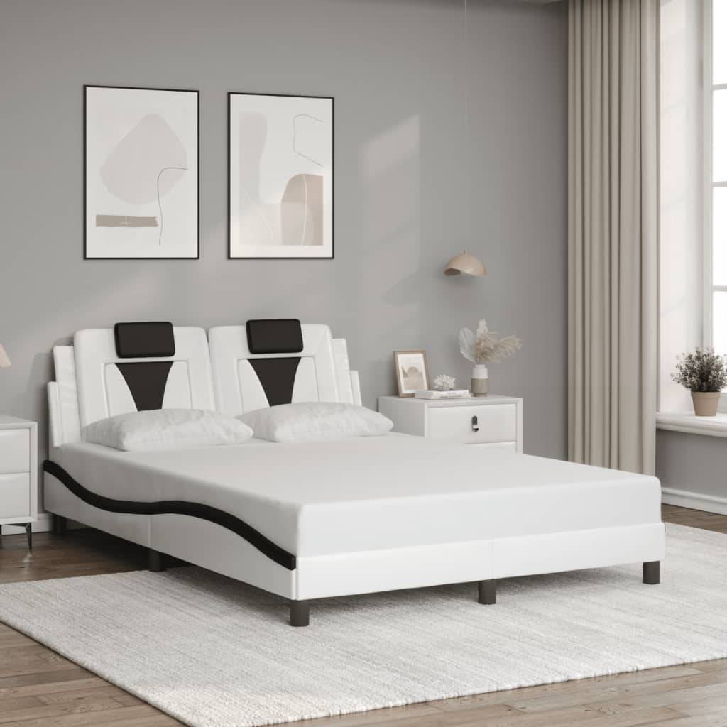 vidaXL Bettgestell "Viana" mit LED ohne Matratze Weiß und Schwarz 120x200 cm Kunstleder