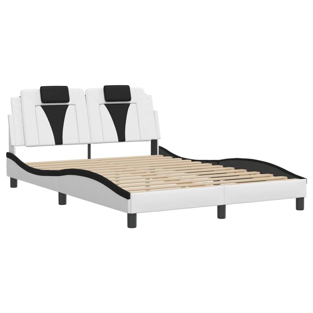 vidaXL Bettgestell "Viana" mit LED ohne Matratze Weiß und Schwarz 120x200 cm Kunstleder