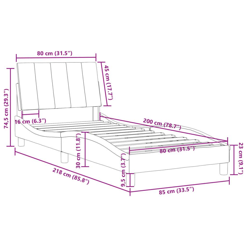 vidaXL Bettgestell ohne Matratze "Hanko" Schwarz 80x200 cm Samt