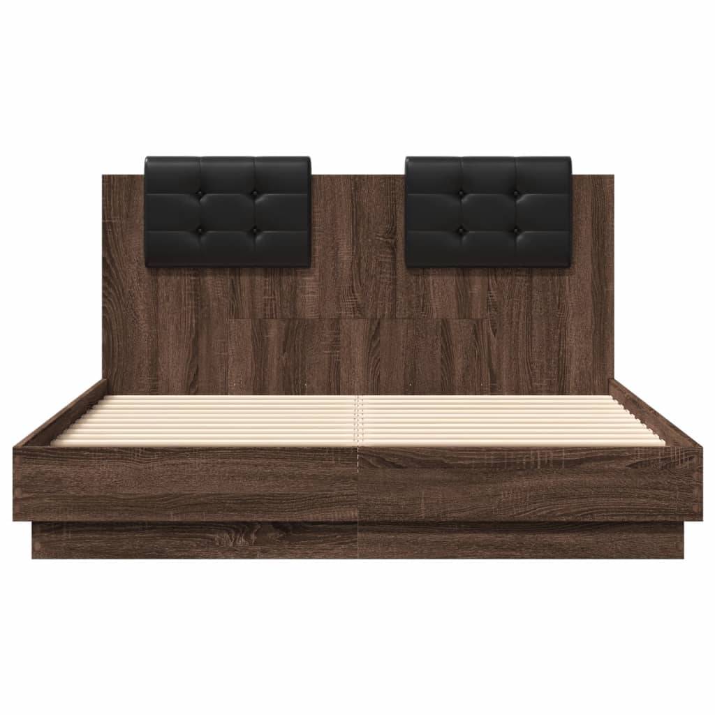 vidaXL Bettgestell mit Kopfteil Braun Eichen-Optik 140x190 cm