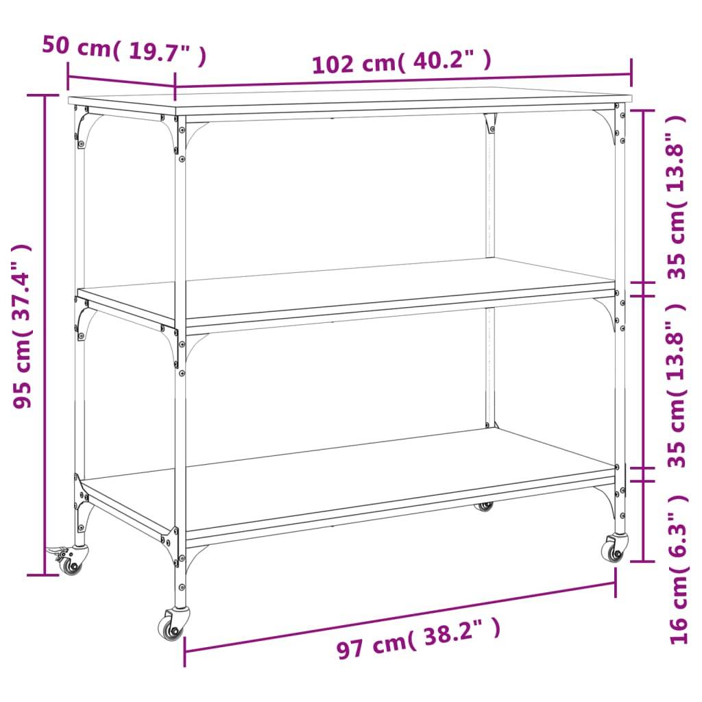 vidaXL Küchenwagen Sonoma-Eiche 102x50x95 cm Holzwerkstoff
