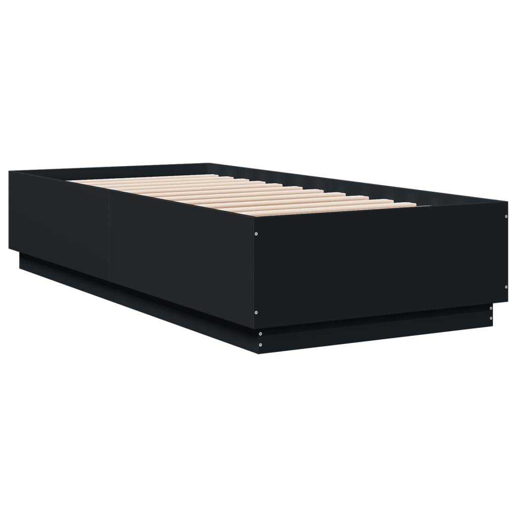 vidaXL Bettgestell mit LED Schwarz 100x200 cm Holzwerkstoff
