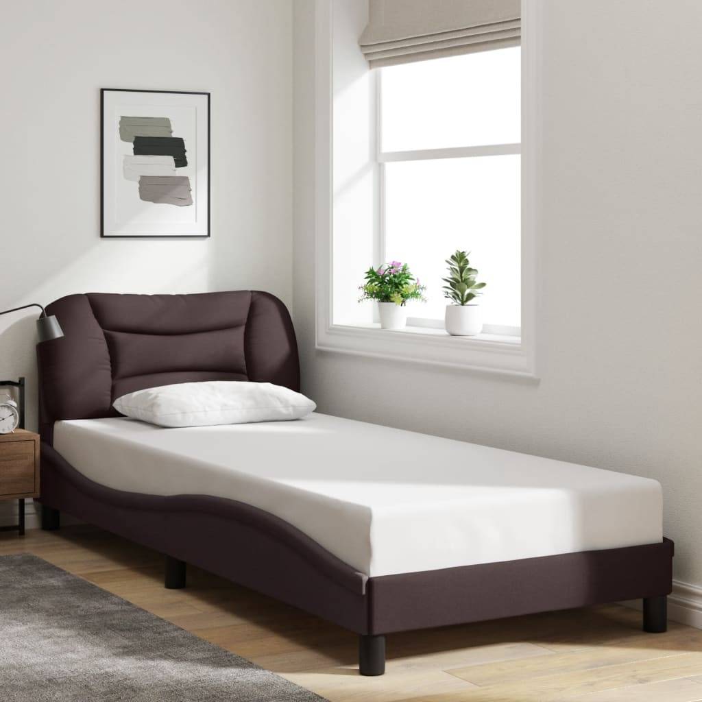 vidaXL Bettgestell mit LED ohne Matratze "Hvar" Dunkelbraun 90x190 cm Stoff