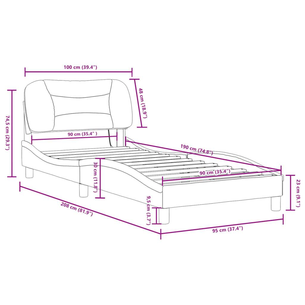 vidaXL Bettgestell mit LED ohne Matratze "Hvar" Schwarz 90x190 cm Kunstleder