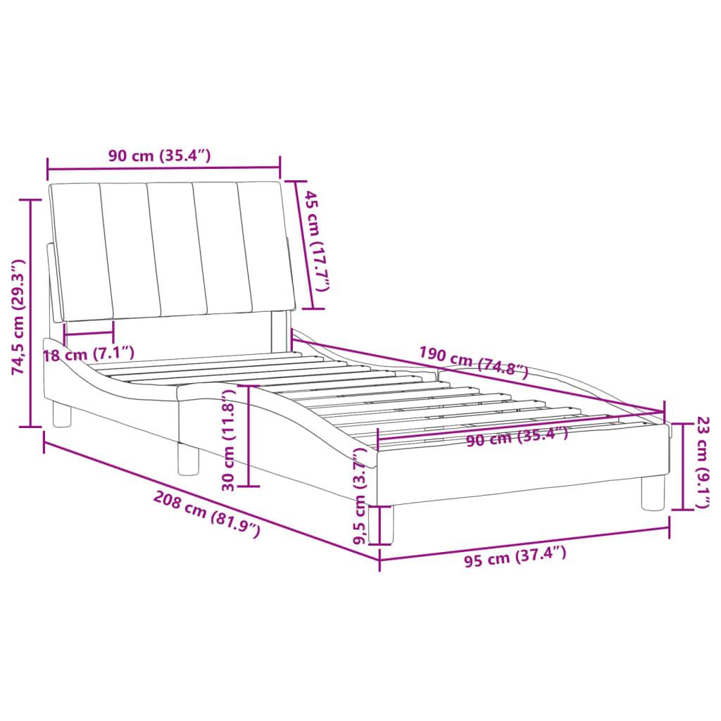 vidaXL Bettgestell ohne Matratze "Hanko" Schwarz 90x190 cm Samt