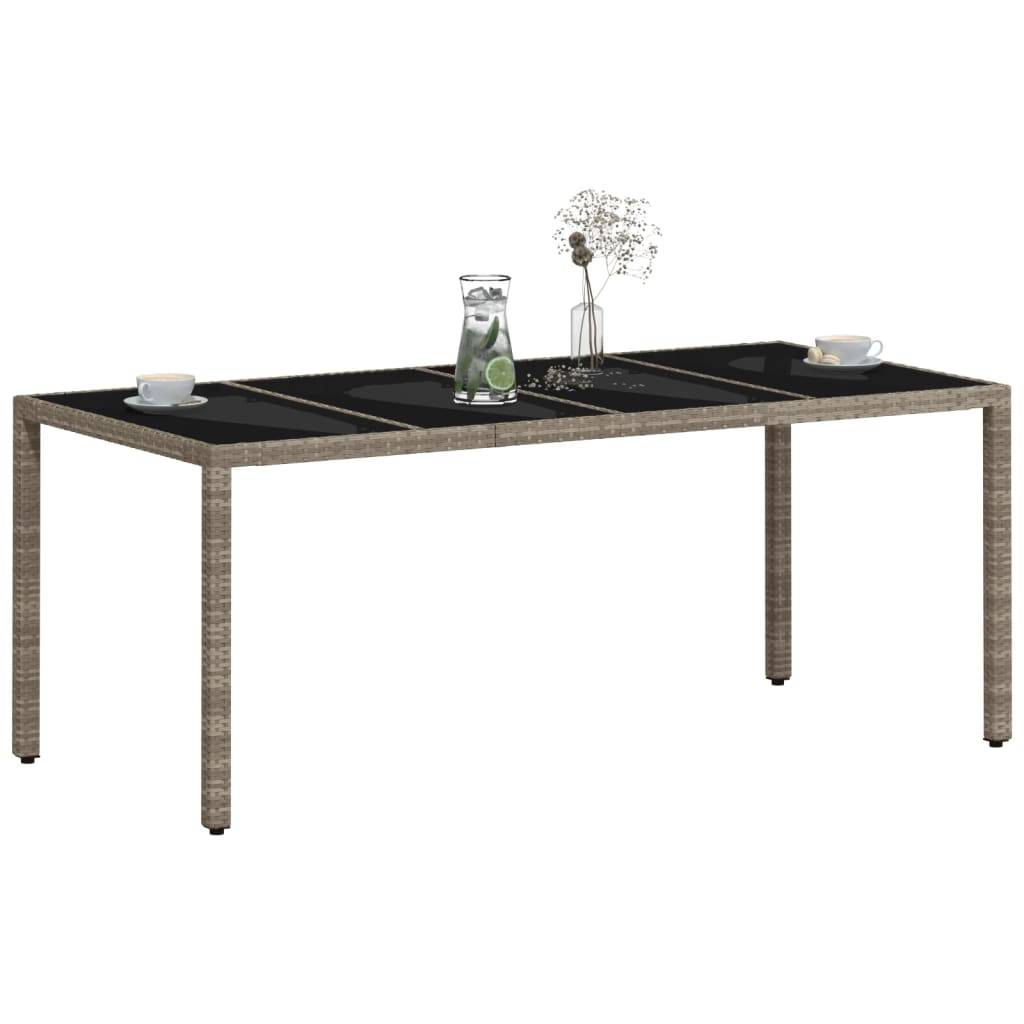vidaXL Gartentisch mit Glasplatte Hellgrau 190x90x75 cm Poly Rattan