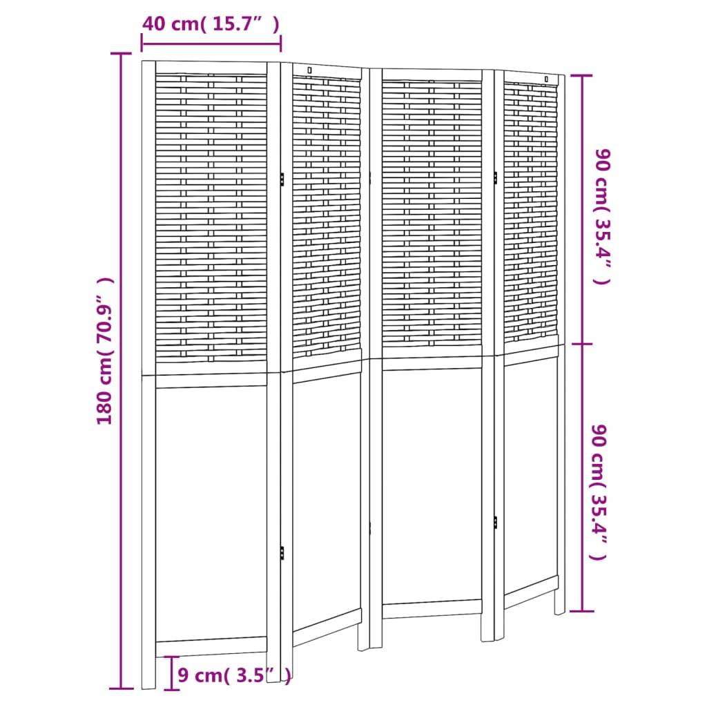 vidaXL 4-tlg. Raumteiler Weiß Massivholz Paulownia