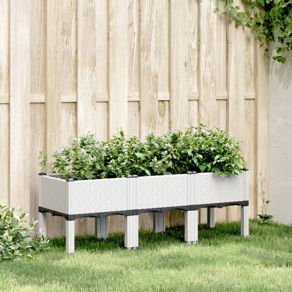 vidaXL Pflanzkasten mit Beinen Weiß 120x40x42 cm PP