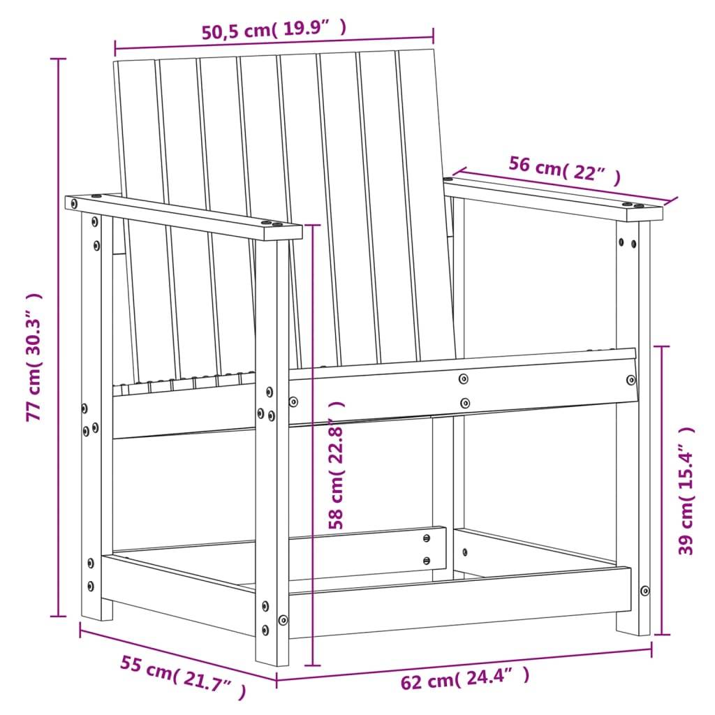 vidaXL Gartenstuhl 62x56x77 cm Massivholz Douglasie