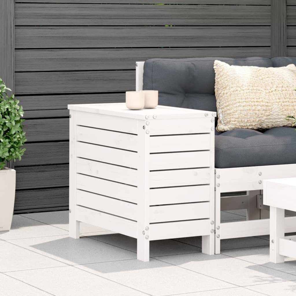 vidaXL Gartenhocker Weiß 62x31,5x52 cm Massivholz Kiefer