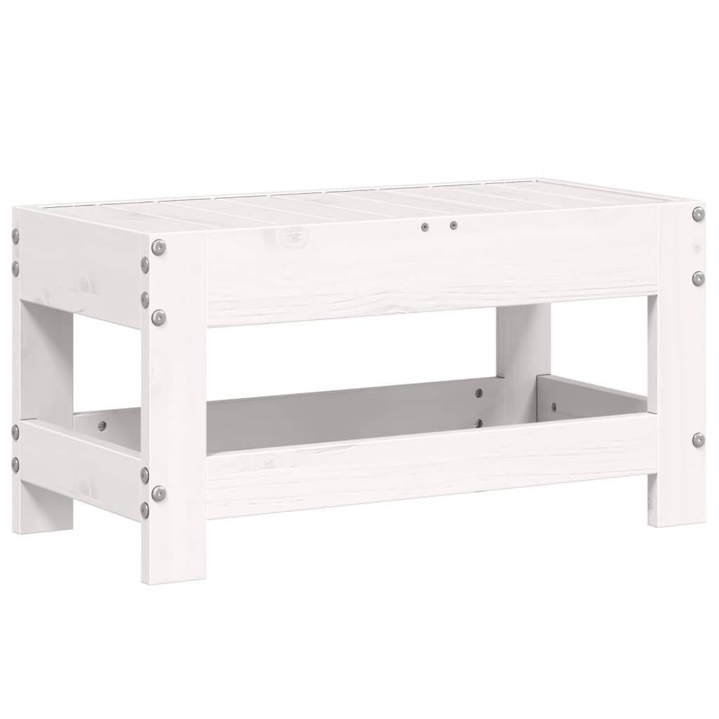 vidaXL Gartenhocker Weiß 62x30x32 cm Massivholz Kiefer