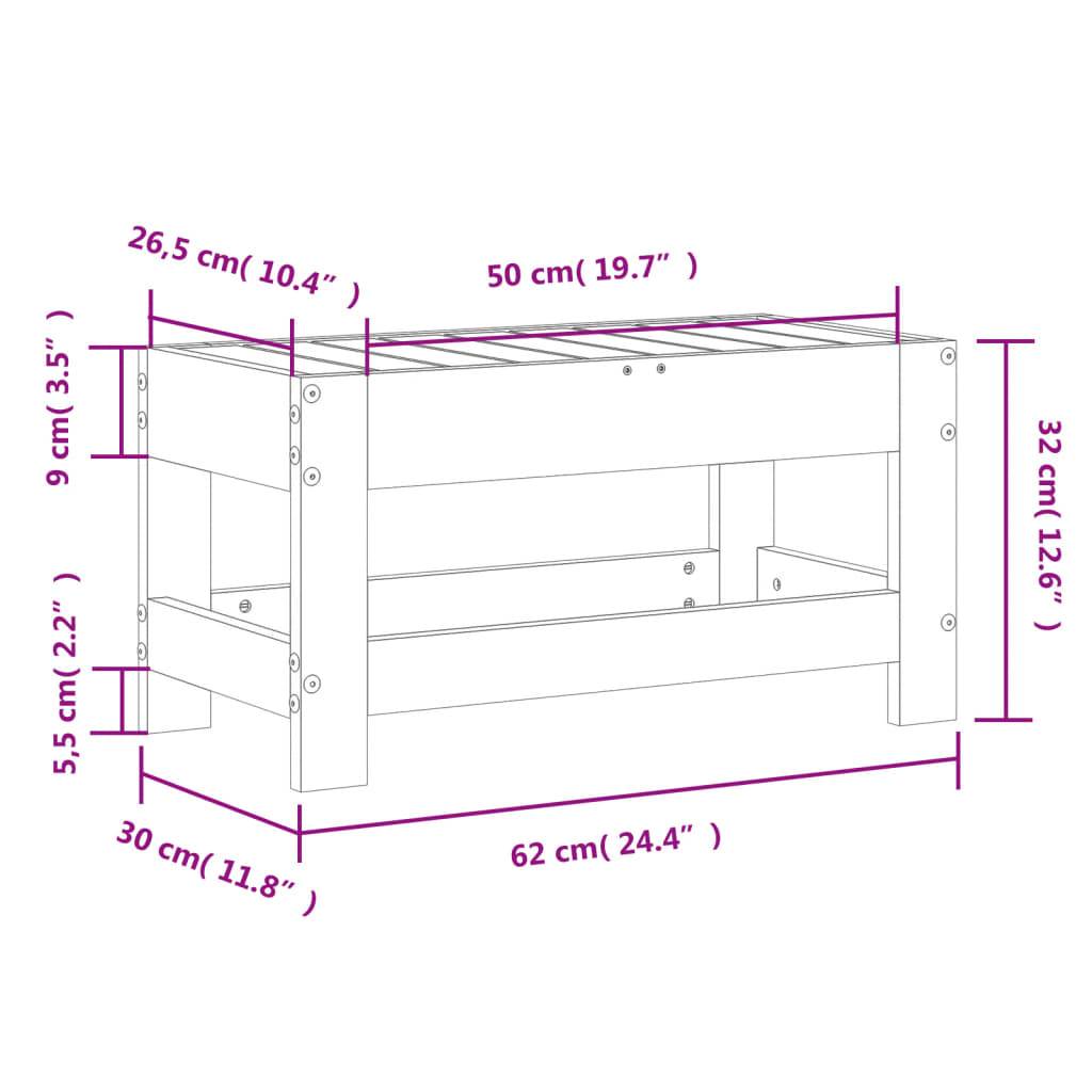 vidaXL Gartenhocker Weiß 62x30x32 cm Massivholz Kiefer