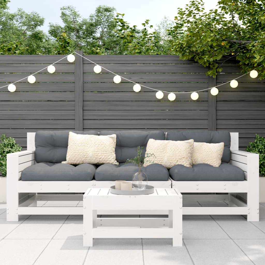 vidaXL Gartenhocker Weiß 62x30x32 cm Massivholz Kiefer