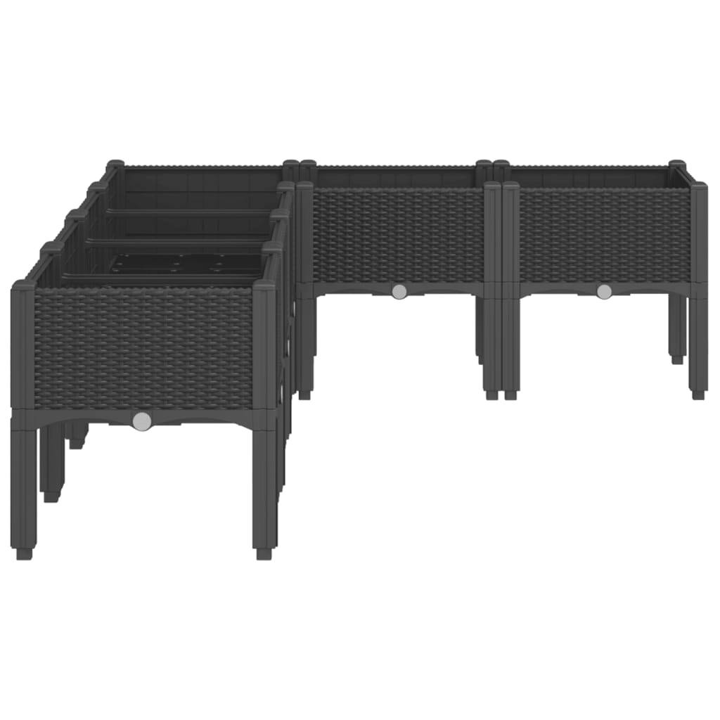 vidaXL Pflanzkasten mit Beinen Schwarz 160x120x42 cm PP