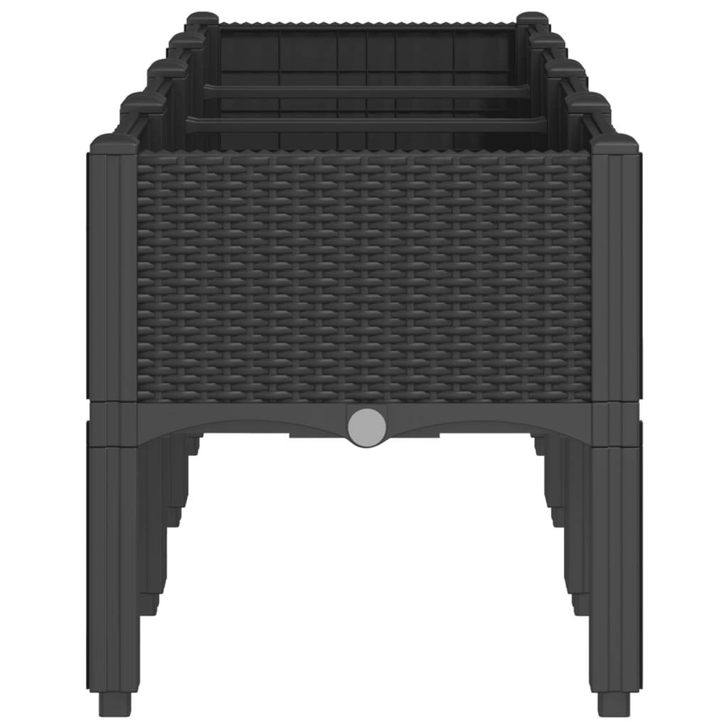 vidaXL Pflanzkasten mit Beinen Schwarz 160x40x42 cm PP