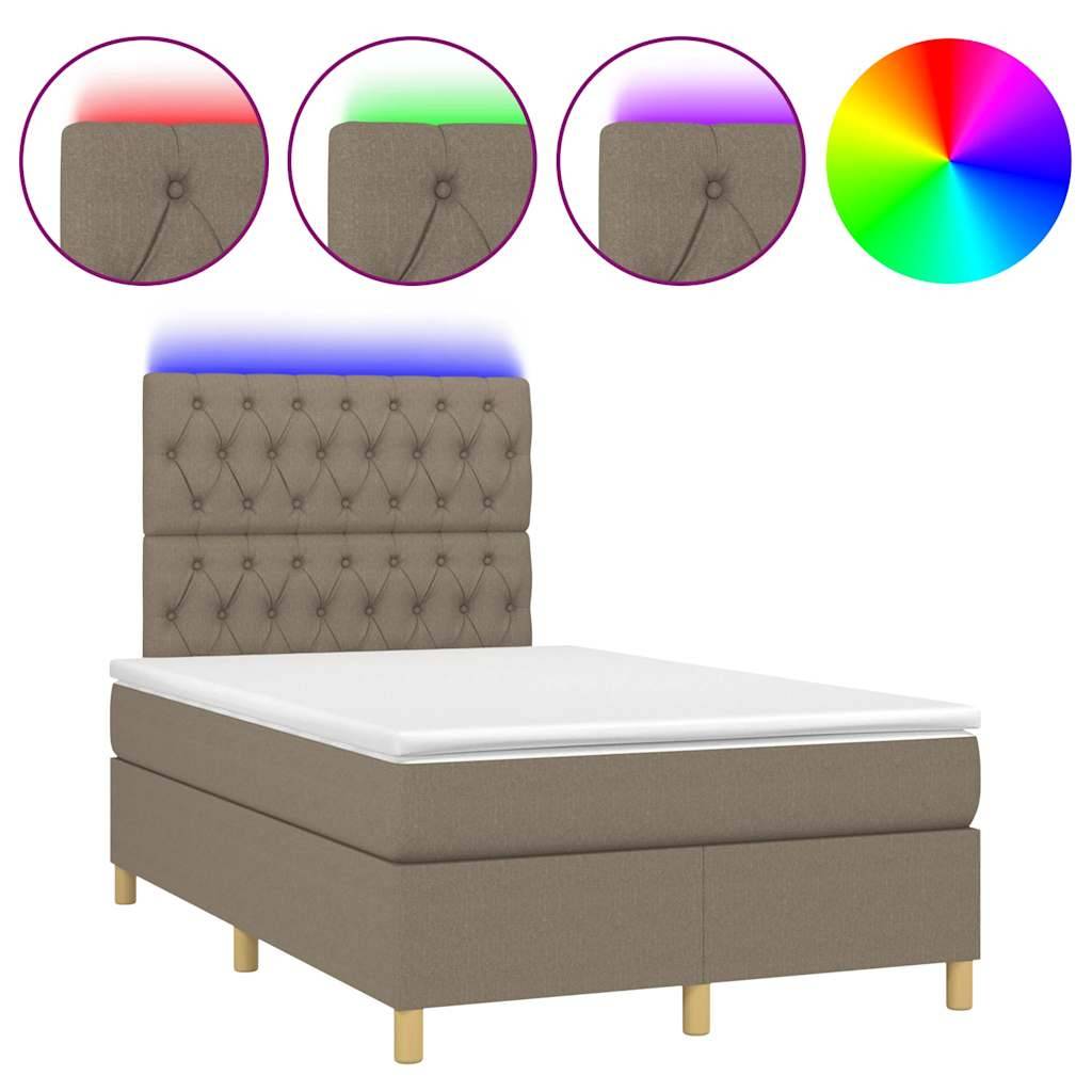vidaXL Boxspringbett mit Matratze &amp; LED Taupe 120x190 cm Stoff