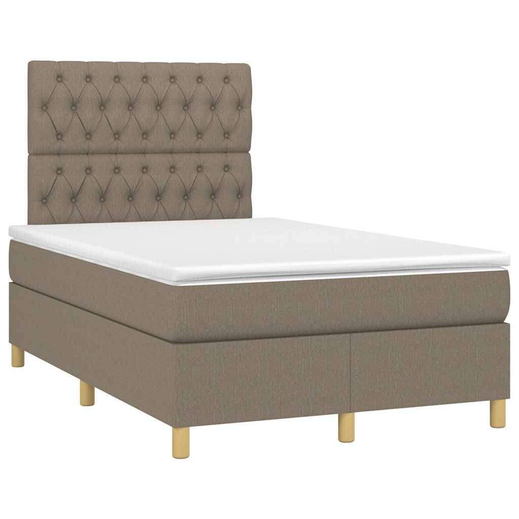vidaXL Boxspringbett mit Matratze &amp; LED Taupe 120x190 cm Stoff