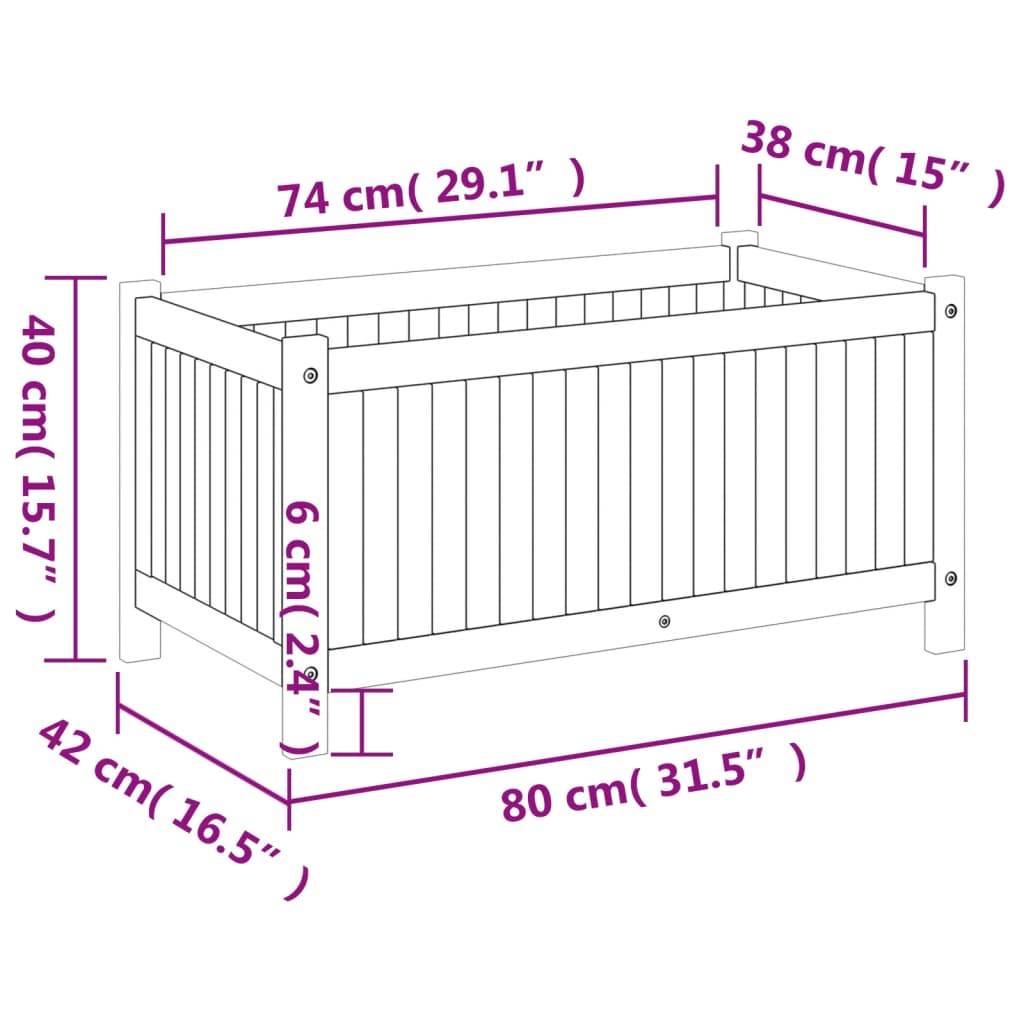 vidaXL Pflanzkübel mit Einlage 80x42x40 cm Massivholz Akazie