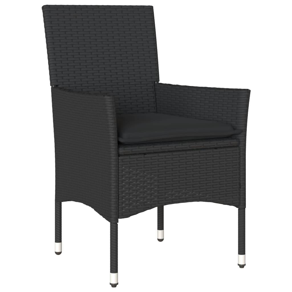 vidaXL Gartenstühle mit Kissen 2 Stk. Schwarz Poly Rattan