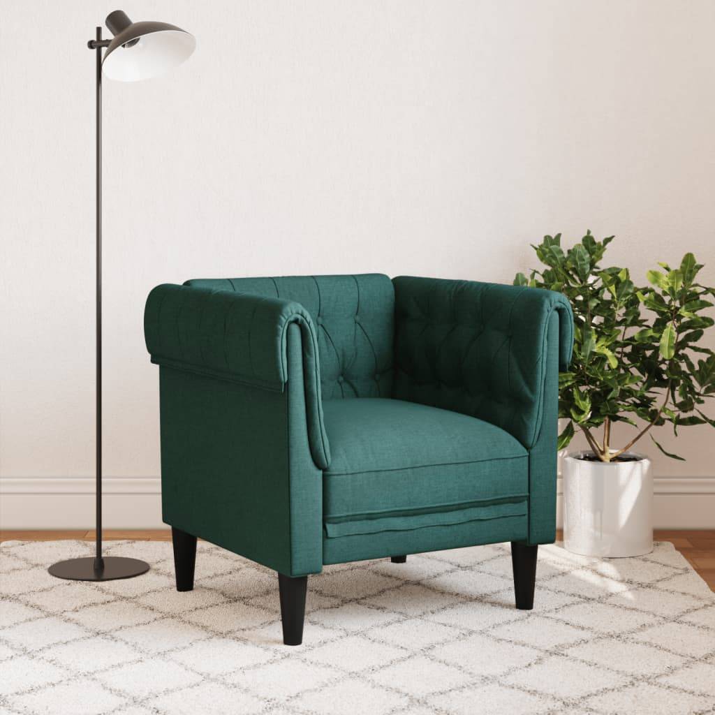 vidaXL Chesterfield-Sessel Dunkelgrün Stoff